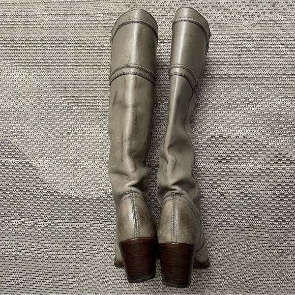 Frye Jane Stitch Leather Boots Sz 6 In Taupe - Picture 4 of 9